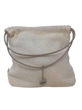 The Sak Womens Ivory Knit Bucket Bag With Double Strap Snap #I-4